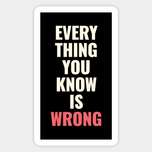 Everything You Know Is Wrong. Mind-Bending Quote. Light Text. Magnet